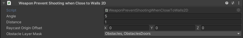 Weapon Prevent Shooting when Close to Walls 2dのパラメータ