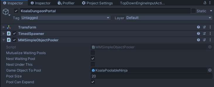 KoalaDungeonPortalのインスペクター