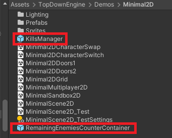 「KillsManager」と「RemainingEnemiesCounterContainer」
